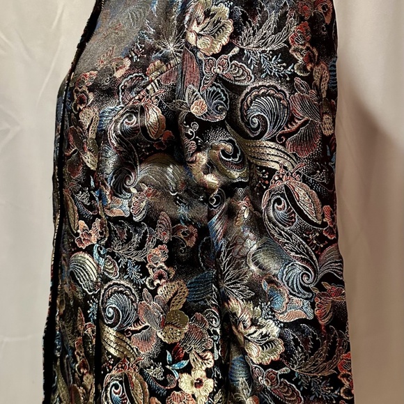 Black Satin Asian Style Blazer Jacket Size Medium - Picture 2 of 6